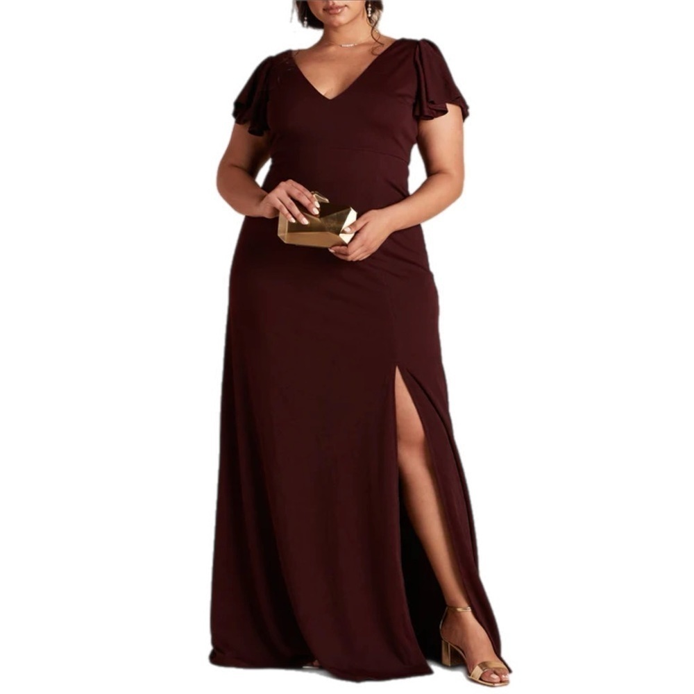 Birdy Grey Hannah Crepe Maxi Dress Size Large in Cabernet Bridesmaid Formal